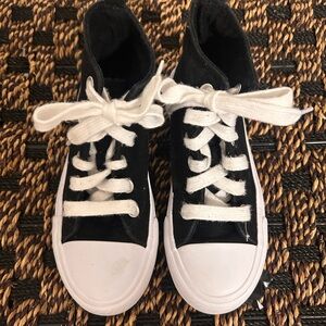 Kids Black and White High-Top Sneakers